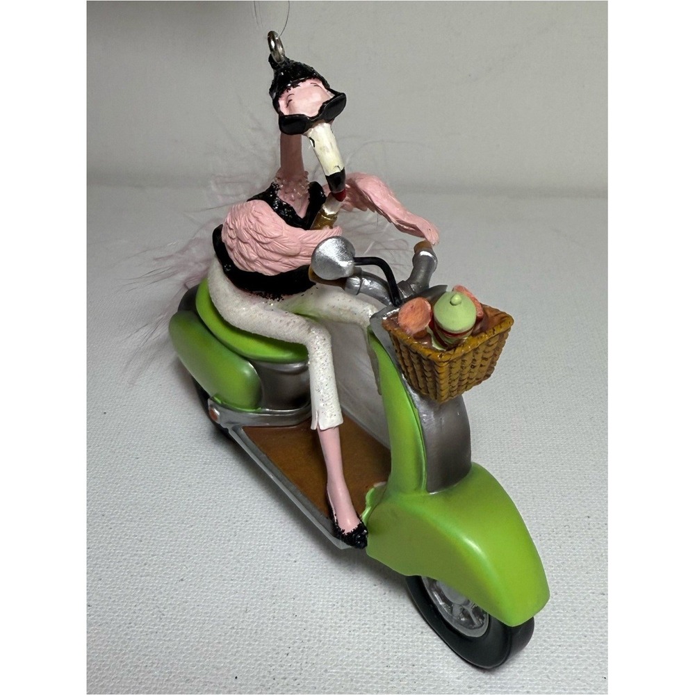 Flirty Feathers Ornament Ciao Birdie Pink Flamingo Margaret Le Van Diva Scooter